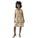 Plus Size Women's Ruffled V-Neck Empire Dress by ellos in Soft Butter Floral (Size 22)