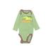 Gerber Long Sleeve Onesie: Green Color Block Bottoms - Size 3-6 Month