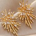 Free People Jewelry | Crystal Cubic Burst Star Stud Earrings | Color: Gold | Size: Os