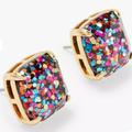 Kate Spade Jewelry | Kate Spade New York Small Square Studs Earrings Nib | Color: Gold/Pink | Size: Os