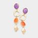 Anthropologie Jewelry | New Boho Multi Crystal Stone Golden Drop Earrings | Color: Orange/Purple | Size: Os