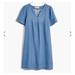 Madewell Dresses | Madewell Denim Popover Swing Jean Dress Blue Newsom Wash Mini Cotton Linen Xs | Color: Blue | Size: Xs