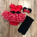 Disney Costumes | Disney Minnie Mouse Tutu Onsie & Tights | Color: Black/Red | Size: 6-9 Months