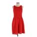 Bordeaux Casual Dress - A-Line Crew Neck Sleeveless: Red Solid Dresses - Women's Size Small