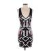 2b bebe Cocktail Dress - Mini: Silver Argyle Dresses - Women's Size Small