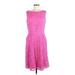 Adrianna Papell Casual Dress - A-Line High Neck Sleeveless: Pink Solid Dresses - Women's Size 10