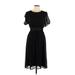 Casual Dress - Midi: Black Solid Dresses - Women's Size Large