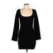 Zara Casual Dress - Bodycon Scoop Neck Long sleeves: Black Print Dresses - Women's Size Large