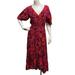 Anthropologie Dresses | Abel The Label Dress Small High Low Maxi Purple Red Floral Short Sleeve Swing | Color: Purple/Red | Size: S