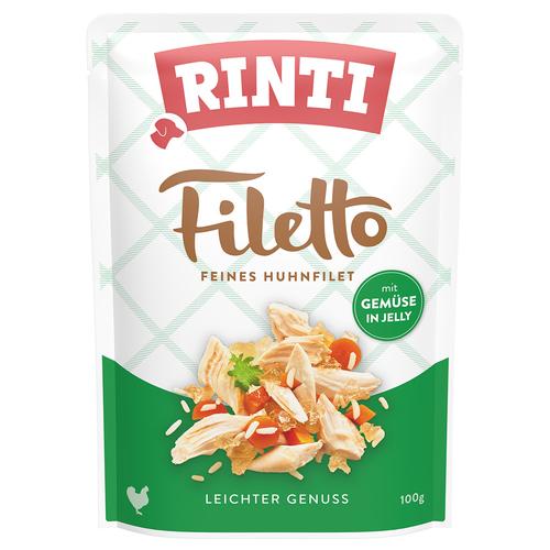 48x 100g RINTI Filetto Pouch in Jelly Huhn mit Gemüse Hundefutter nass