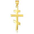 9 ct Gold Plain Russian Orthodox Cross Pendant Necklace (Available Chain Length 16"- 18"- 20"- 22") 22"