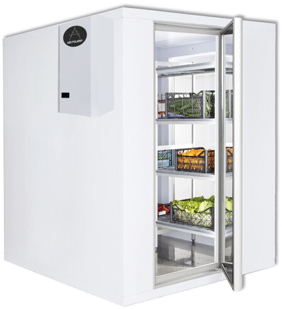 A&S polarny Kühlzelle m. Wandkühlaggregat & Regal begehbares Kühlhaus 9,3m³ 2400x2400x2010mm -2/+5°C Image