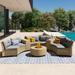 9-Piece Conversation Sets Fan-Shaped All Weather Outdoor HDPE Rattan Sofa