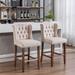 Counter Height Bar Stools,Upholstered 27"Seat Height Barstools,Wingback Chairs with Nailhead-Trim,Tufted Back,Wood Legs,Set of 2