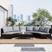 Outdoor PE Rattan Wicker Patio Sectional Furniture Half-Moon Sofa Conversation Set with Tempered Glass Table, 5 Piece