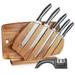 Knife Set - 7 Pcs Kitchen Knife Set with Cutting Board & Sharpener, High-Carbon Stainless Steel Knife Block Set, Chef Knife Set