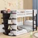 Twin over Twin Boat-Like Shape Bunk Bed with Storage Shelves, Boat-Like Shape Design Bunk Bed with 5-tier Storage Shelves