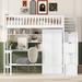 Twin Size Loft Bed with Built-in Desk and Wardrobe, Solid Wood Stairway Loftbed Frame with Bookshelf & Drawers for Kids/Bedroom