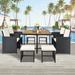 9 PCS Outdoor Patio Conversation Weather PE Wicker Dining Table Set for 8