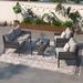 4 Piece Rope Patio Furniture Set, Outdoor Furniture with Tempered Glass Table, Patio Conversation Sets with Deep Seating & Thick