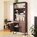 75.9"Modern Open Bookshelf, Bookcase with Storage drawer and LED Strip Lights,Free Standing Display Rack,Wooden Tall Bookshelf