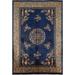 Blue Art Deco Chinese Vintage Area Rug Handmade Wool Carpet - 6'10" x 10'0"