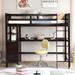 Wood Loft Bed Twin Size, Twin High Bed Frame w/Built-in Desk & Drawers