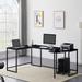 U-shaped Computer Desk, Industrial Corner Writing Desk with CPU Stand, Gaming Table Workstation Desk for Home Office