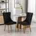High-end Tufted Solid Wood Upholstered Dining Chair with Golden Stainless Steel Plating Legs,Nailhead Trim,Set of 2