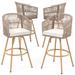Moasis Set of 2/4 Outdoor Patio Rattan Wicker Swivel Bar Stools with Soft Cushions and Footrest