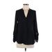 LC Lauren Conrad Long Sleeve Blouse: Black Print Tops - Women's Size Medium