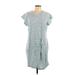 Mod-O-Doc Casual Dress - Shift Crew Neck Short sleeves: Teal Print Dresses - Women's Size Large