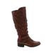 Baretraps Boots: Slouch Chunky Heel Bohemian Brown Print Shoes - Women's Size 7 - Round Toe
