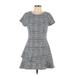 Speechless Casual Dress - A-Line Crew Neck Short sleeves: Gray Plaid Dresses - Women's Size Large