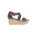 Marc Fisher Wedges: Espadrille Platform Summer Gray Solid Shoes - Women's Size 7 - Open Toe