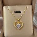 Collier en acier inoxydable avec pendentif coeur en cristal pour femme bijoux de mariage féminins