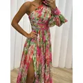 Robe de vacances à manches longues pour femmes vêtements de détente à la mode robe de soirée à col