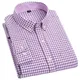 Chemise à manches longues à rayures en coton Oxford pour hommes chemise boutonnée poche plaquée