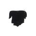 Lulus Bodysuit: High Neck Off Shoulder Black Solid Tops - Women's Size Small