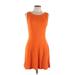 Banana Republic Casual Dress - Mini Scoop Neck Sleeveless: Orange Solid Dresses - Women's Size 10