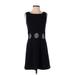 Escada Casual Dress - Party Crew Neck Sleeveless: Black Solid Dresses - Women's Size 36