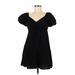 ABound Casual Dress - Mini V Neck Short sleeves: Black Print Dresses - Women's Size Medium