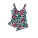 Maxine of Hollywood One Piece Swimsuit: Green Print Swimwear - Women's Size Small