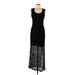 Bobeau Casual Dress - A-Line Scoop Neck Sleeveless: Black Print Dresses - Women's Size Medium