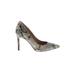 Sam Edelman Heels: Pumps Stilleto Cocktail Party Ivory Snake Print Shoes - Women's Size 7 1/2 - Pointed Toe