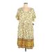 BTFBM Casual Dress - Shift Scoop Neck Short sleeves: Yellow Dresses - Women's Size X-Large