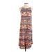 Angie Casual Dress - A-Line Crew Neck Sleeveless: Brown Print Dresses - Women's Size Small