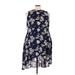 Torrid Casual Dress - High/Low High Neck Sleeveless: Blue Floral Dresses - Women's Size 4X Plus
