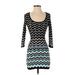 White House Black Market Casual Dress - Bodycon Scoop Neck 3/4 sleeves: Teal Color Block Dresses - Women's Size X-Small