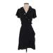 Who What Wear Casual Dress - A-Line V Neck Short sleeves: Black Polka Dots Dresses - Women's Size X-Small